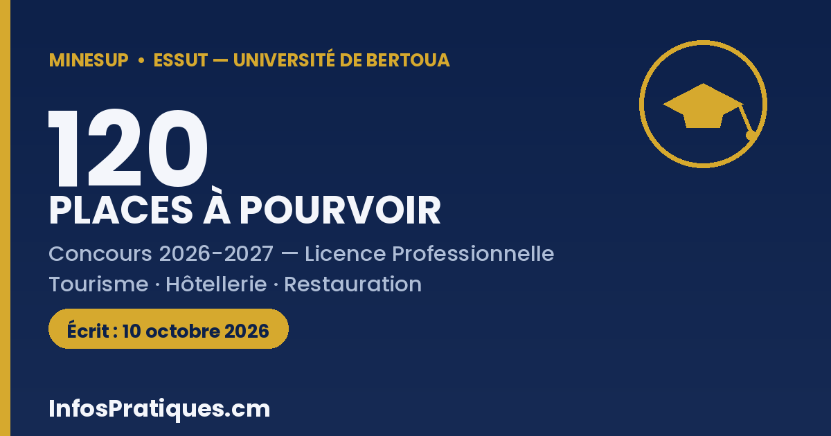 Concours ESSUT Université de Bertoua 2026 - Licence Pro tourisme hôtellerie