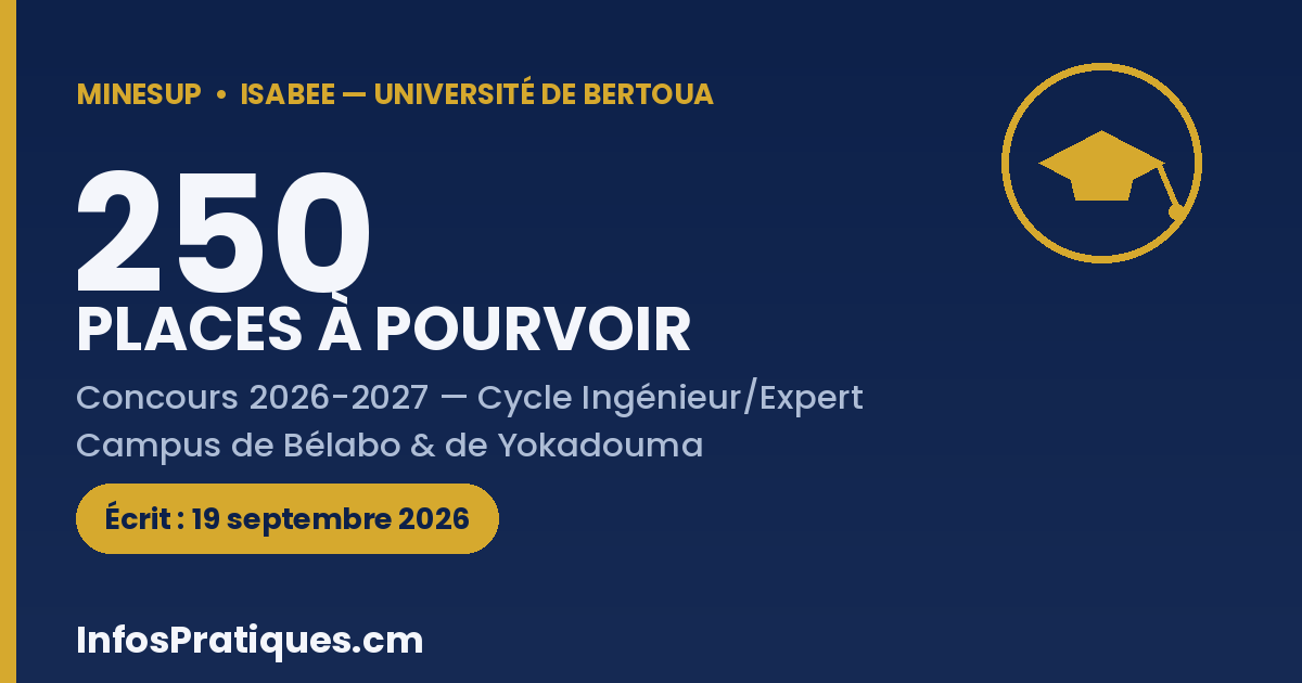 Concours ISABEE Université de Bertoua 2026 - 250 places