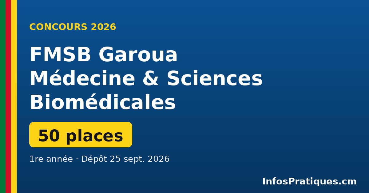 Concours FMSB Garoua 2026 - 50 places 1re année Médecine Université de Garoua
