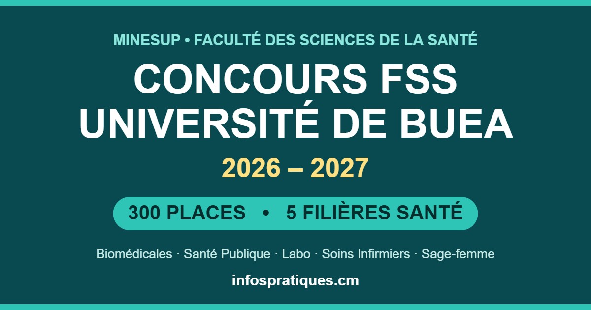 Concours FSS Université de Buea 2026-2027 — 300 places filières santé