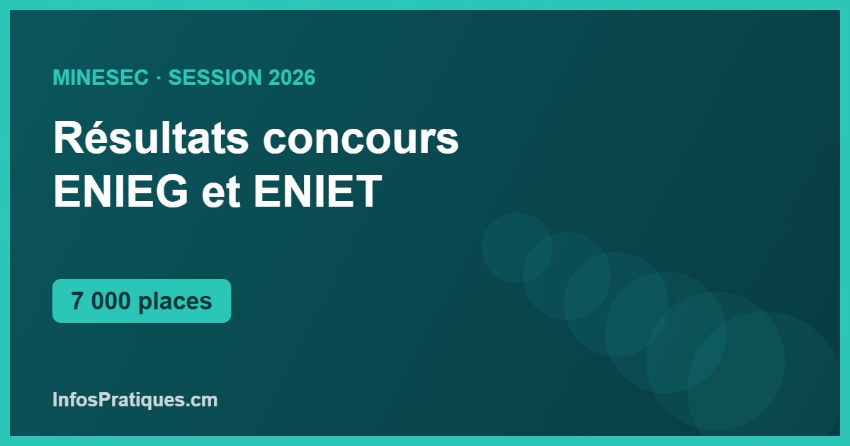 Résultats du concours ENIEG et ENIET 2026 au Cameroun — liste des admis